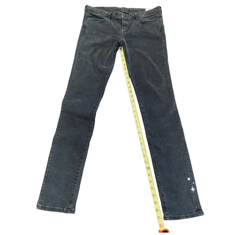 AllSaints Gray Jeans Custom Hand Painted Moon & Stars Skinny 32 - Picture 5 of 12